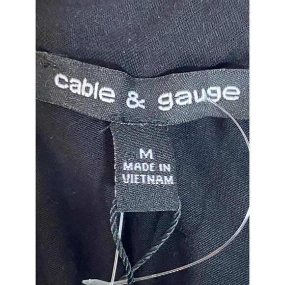 Cable & Gauge Black Knit Top with Gold Chain Round Neckline Women's Medium NWT - Picture 6 of 11